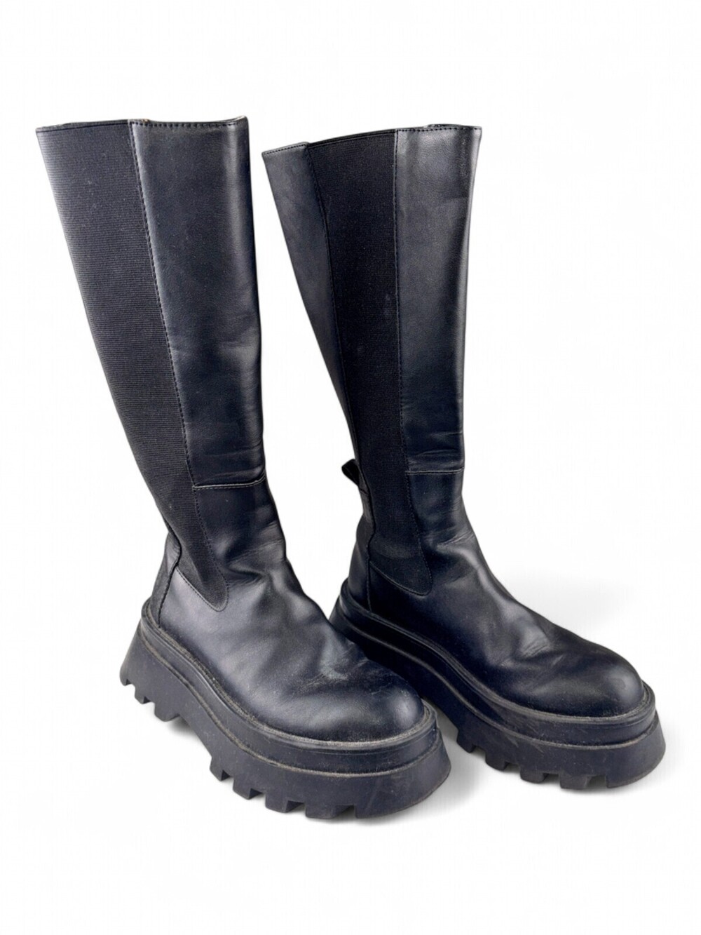 Pull & Bear Black Platform Knee-High Chunky Boots EU 39